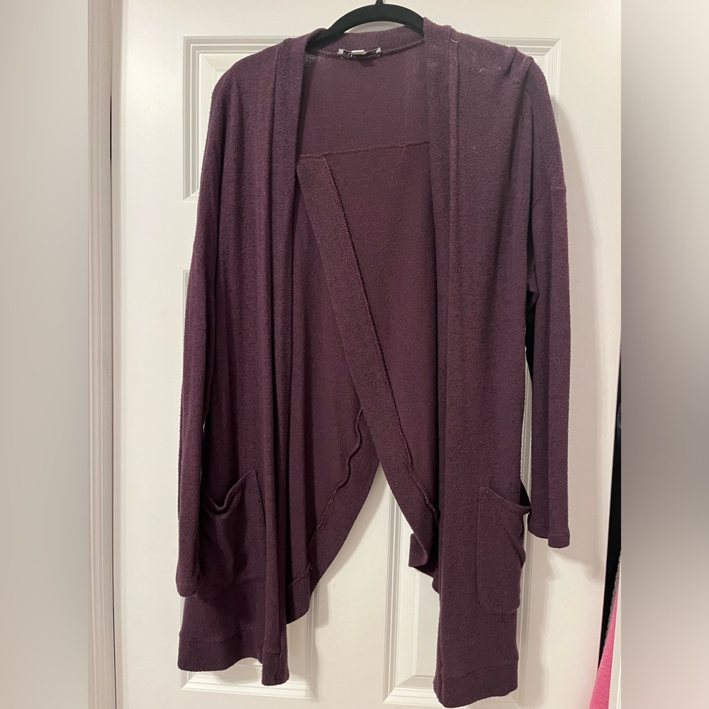 American Eagle Soft Split Back Long Cardigan Purp… - image 1